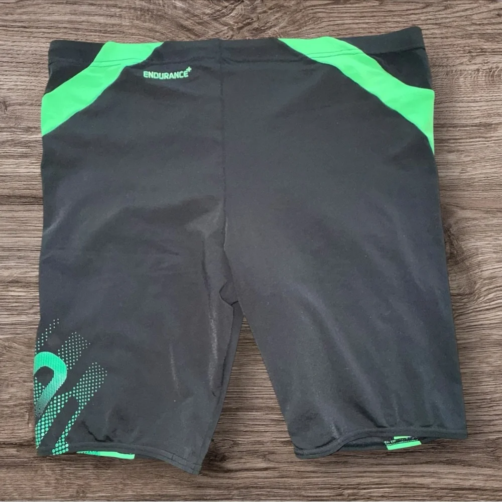 Speedo Endurance Jammer Swim Shorts Black & Green Men’s‎ Size 40 Athletic